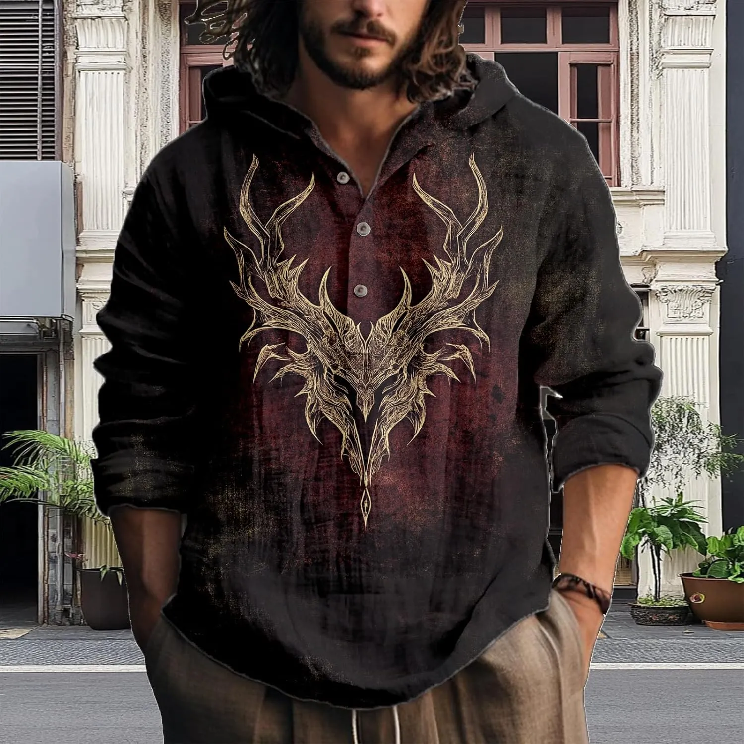 Graphic Hoodies for Men Artsy Button Up Cool Light Weight Fitted Hoodies Hooded Drawstring Pullover