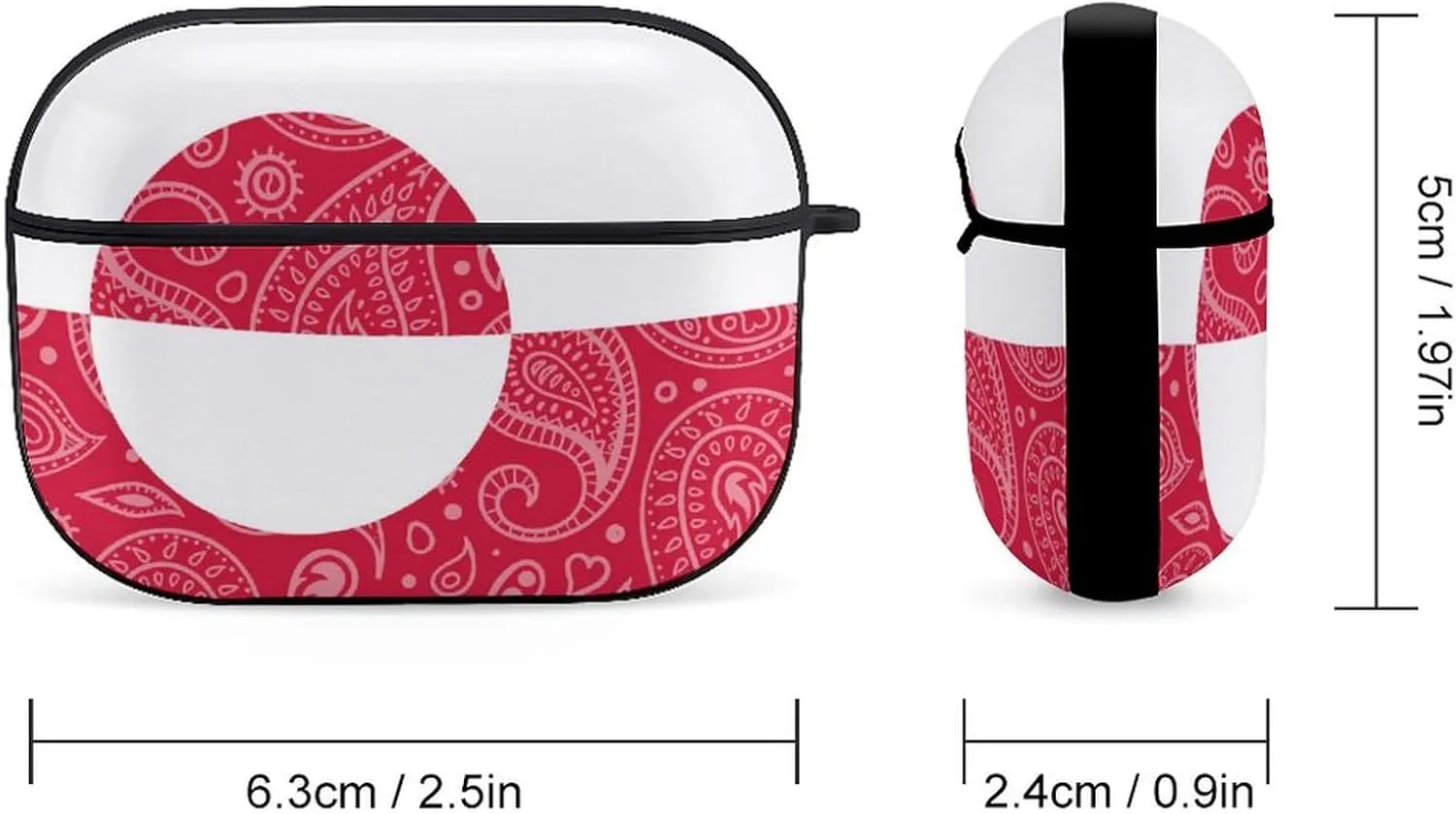 Greenland Flag Paisley Pattern Funny Hard Case Compatible with Airpods Pro Earbuds Headset Cover Protective Storage Bag for Men Women