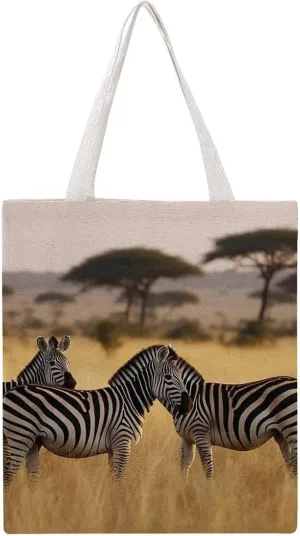 Grocery Bags Africa Grassland Zebra Bag for Women Lightweight Beach Bag Shoulder Bags for Travel Shopping Work Handbag