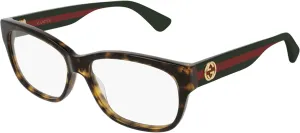 Gucci GG 0278O 012 Havana Plastic Rectangle Eyeglasses 55mm