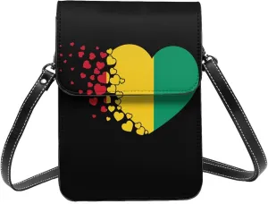 Guinea Guinean Heart Shaped Flag Small Crossbody Bag Is A Shoulder Bag Designed For Women And Girls Cell Phone Crossbody Wallet Purses With Card Slots Adjustable Strap