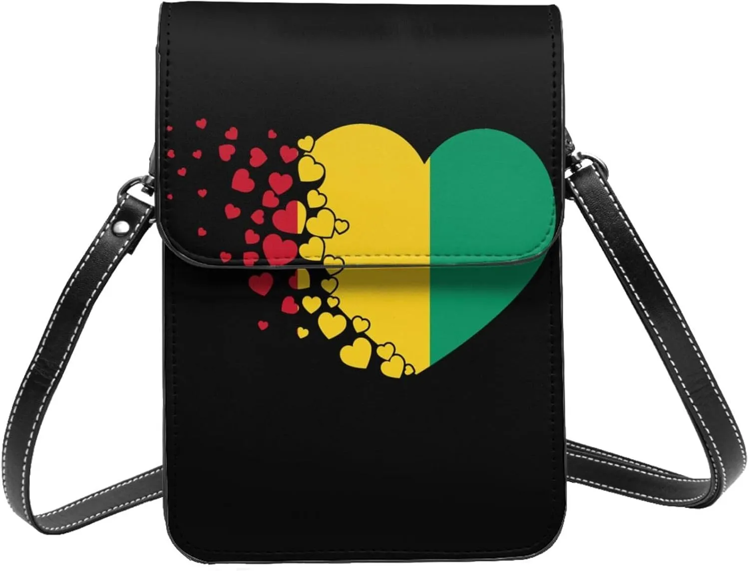 Guinea Guinean Heart Shaped Flag Small Crossbody Bag Is A Shoulder Bag Designed For Women And Girls Cell Phone Crossbody Wallet Purses With Card Slots Adjustable Strap