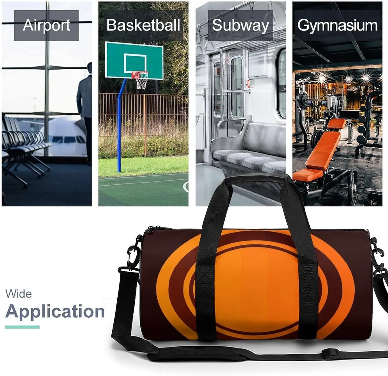 Gym Bag for Men Women Circle Pattern Duffel Bag Overnight Bag with Compartment Gym Sackpac