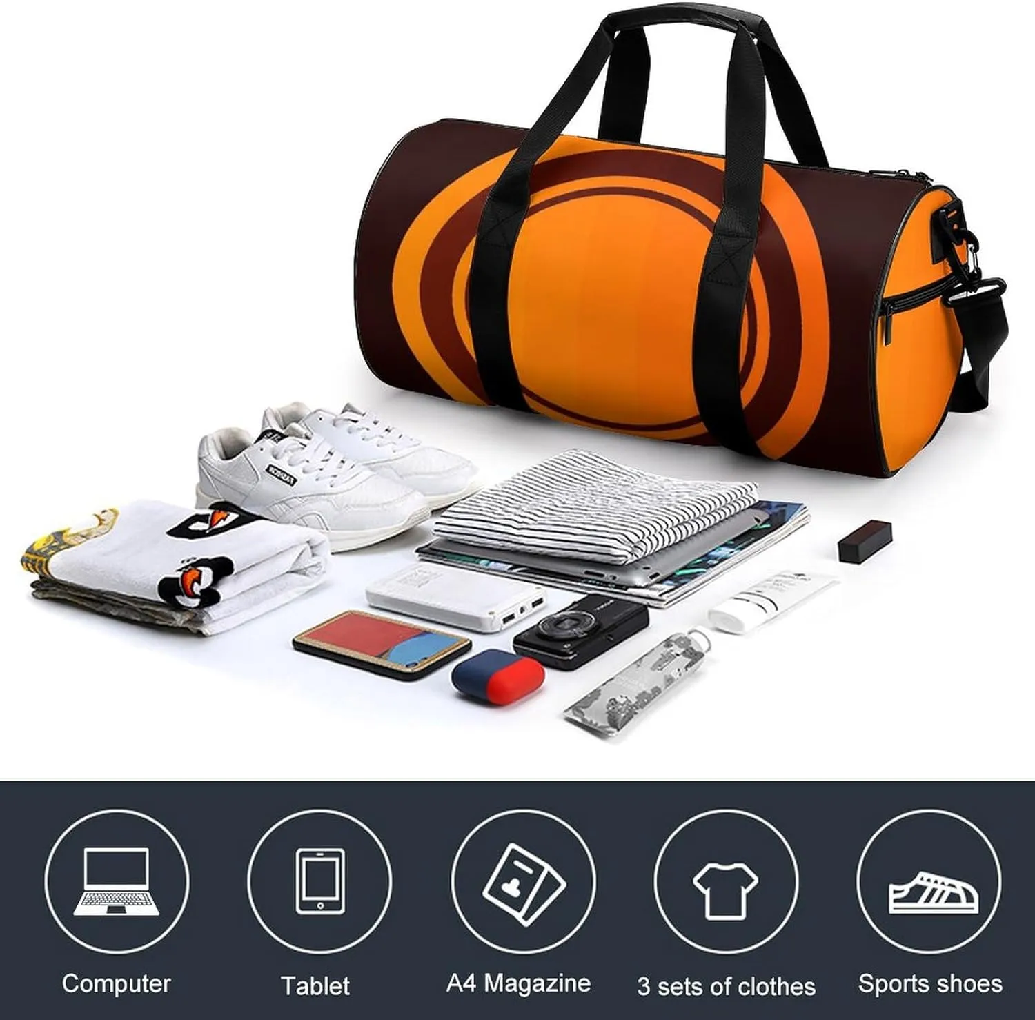 Gym Bag for Men Women Circle Pattern Duffel Bag Overnight Bag with Compartment Gym Sackpac