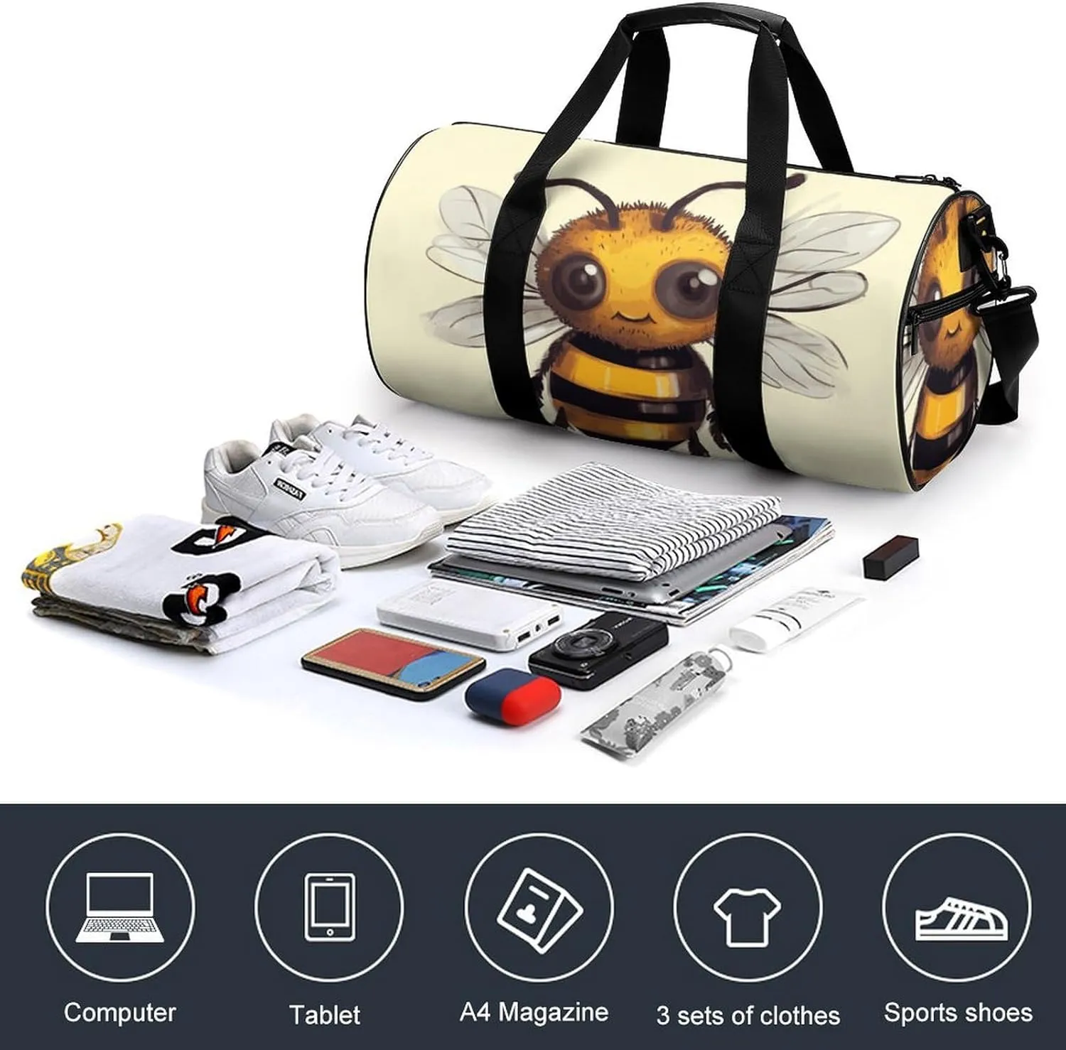 Gym Bag for Men Women Cute Animal Duffel Bag Overnight Bag with Compartment Gym Sackpac