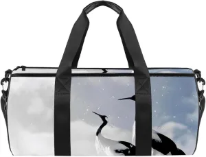 Gym Bags for Men,Travel Duffel Bags for Women,Crane Bird Blue Sky,Workout Bag