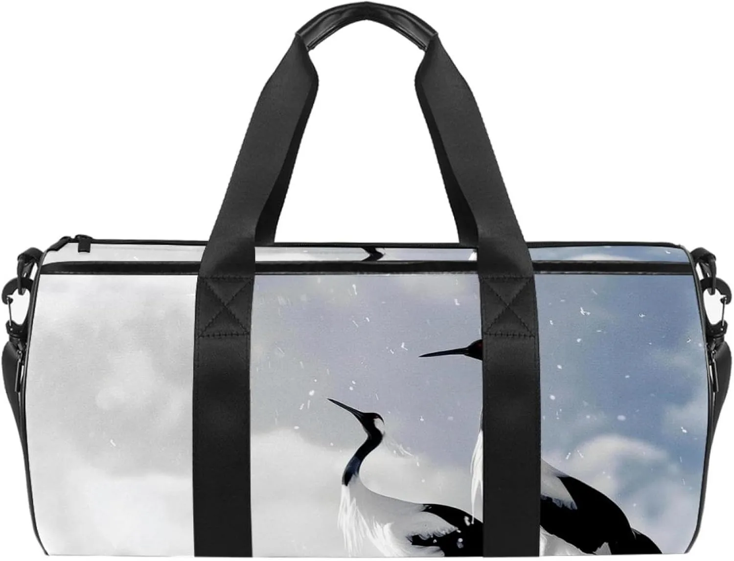 Gym Bags for Men,Travel Duffel Bags for Women,Crane Bird Blue Sky,Workout Bag