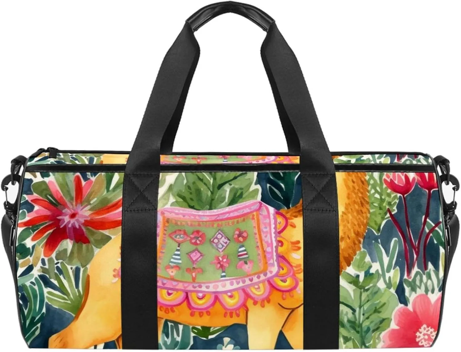 Gym Bags for Men,Travel Duffel Bags for Women,Flower Cactus Llama and Camel,Workout Bag
