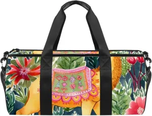 Gym Bags for Men,Travel Duffel Bags for Women,Flower Cactus Llama and Camel,Workout Bag