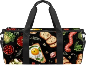 Gym Bags for Men,Travel Duffel Bags for Women,Food Breakfast,Workout Bag