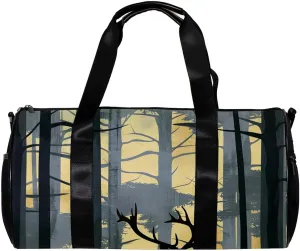 Gym Bags for Men,Travel Duffel Bags for Women,Forest Deer Elk Reindeer,Workout Bag