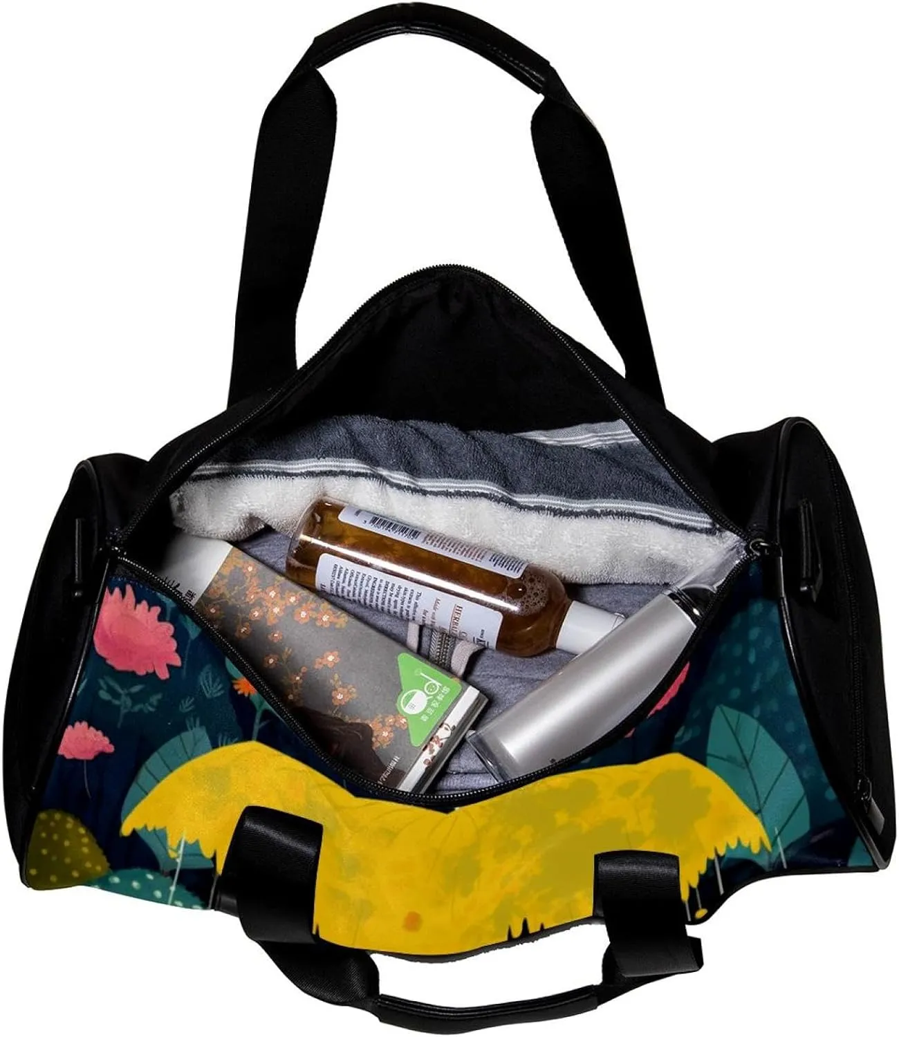 Gym Bags for Men,Travel Duffel Bags for Women,Umbrella Cartoon Forest Animal Raining,Workout Bag