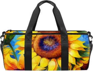 Gym Bags for Men,Travel Duffel Bags for Women,Watercolor Sunflower,Workout Bag