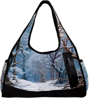 Gym Bags for Men,Travel Duffel Bags for Women,Winter Forest Tree Elk,Workout Bag
