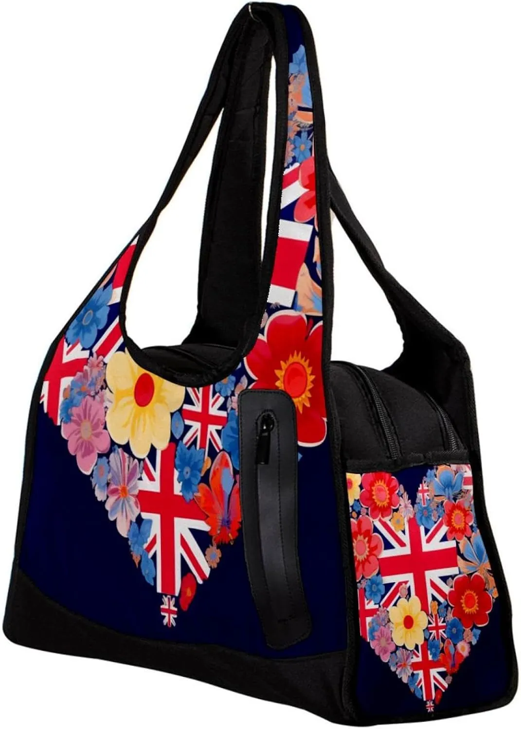 Gym Bags for Women,Duffle Bag for Travel,British Flag Heart Flower,Gym Bag for Men