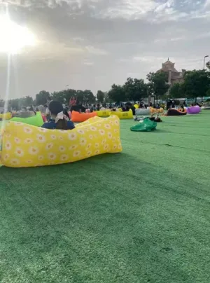 HaiChao Inflatable Lounger Sofa Air Chair Sofa Sleeping Bag Couch Air Sofa Bed for Lakes, Beaches, Garden, Camping (Black)