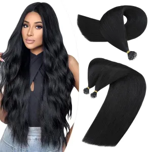 Hairro Nano Bead Hair Extensions Microlink Nano Ring Itip Hair Extensions Nano Beaded Hair Pre Bonded Cold Fushion Keratin Remy Hairpieces For Women 16inch 50g/PACK 50 Strands #01 Natural Black