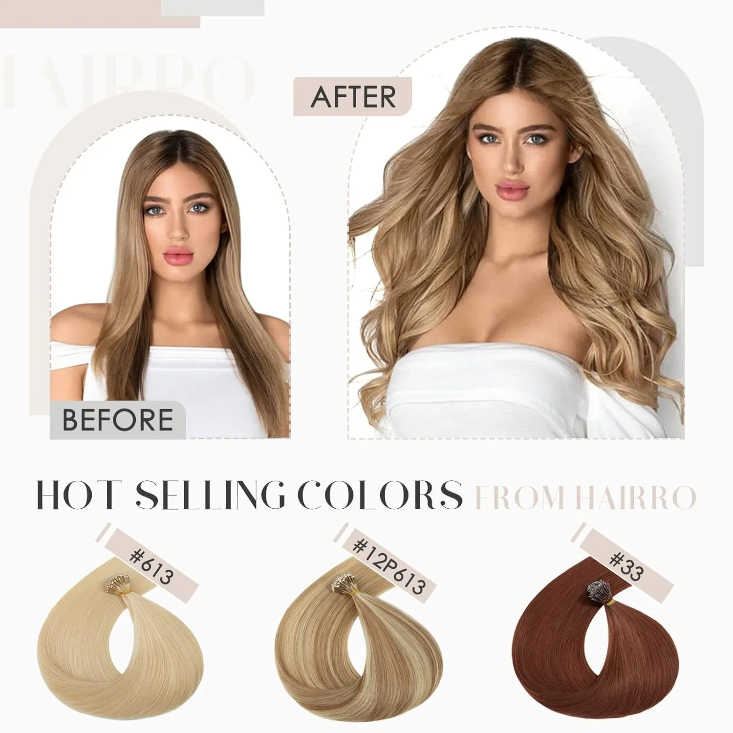 Hairro Nano Bead Hair Extensions Microlink Nano Ring Itip Hair Extensions Nano Beaded Hair Pre Bonded Cold Fushion Keratin Remy Hairpieces For Women 16inch 50g/PACK 50 Strands #01 Natural Black