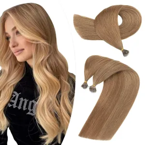 Hairro Nano Bead Hair Extensions Microlink Nano Ring Itip Hair Extensions Nano Beaded Hair Pre Bonded Cold Fushion Keratin Remy Hairpieces For Women 16inch 50g/PACK 50 Strands #06 Light Brown