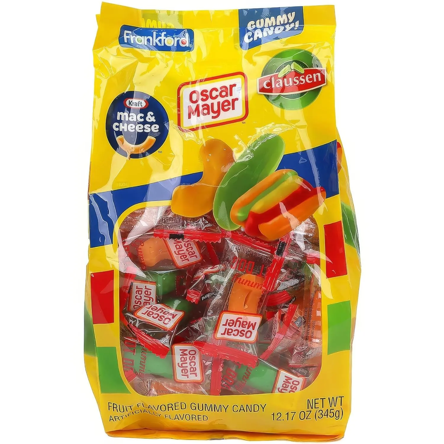 Halloween Gummy Food, Mac and Cheese, Pickle, and Hot Dog Shaped Gummies, Funny Candy Gifts,12.17 Ounces, 40 Pieces