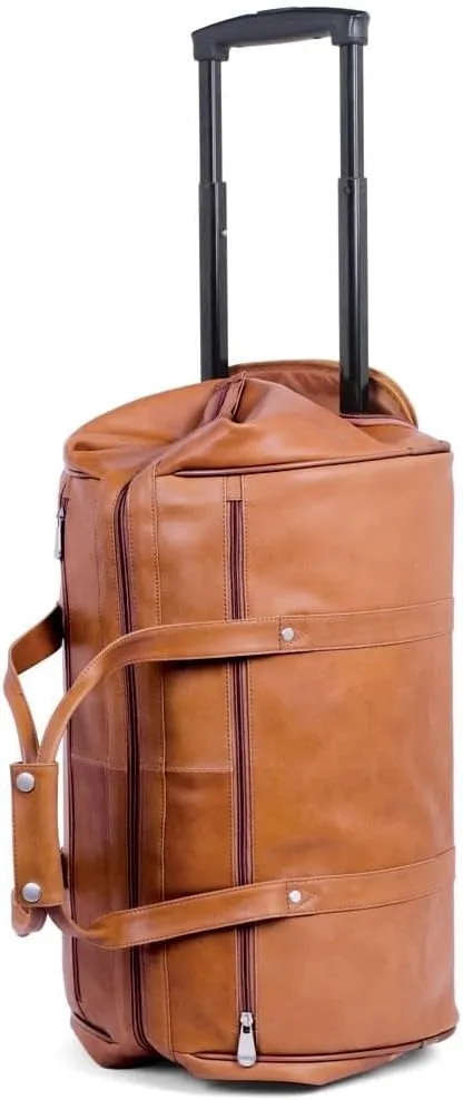 Hammacher Schlemmer The Rolling Widemouth Leather Weekend Bag - Black