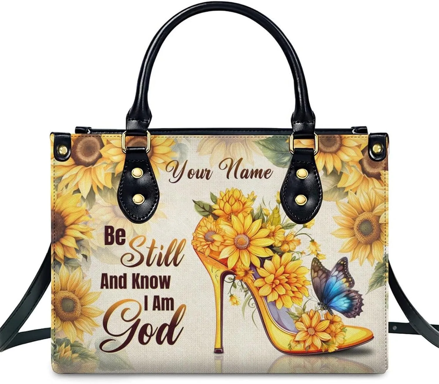 Handbags for Women - Personalized Leather Purse with Name Photo - Tote Bags for Mom Grandma - Custom Gifts Ideas for Her