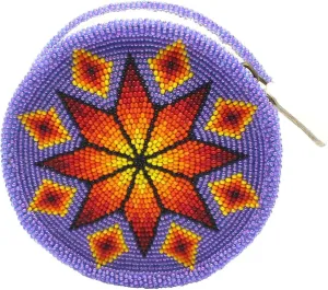 Handmade Beaded Coin Purse, Change Purse for Women, Seed Beads Coin Pouch, Native American Style Beaded Coin Wallet. (Purple Star)