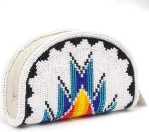 Handmade Beaded Coin Purse For Women, Native American Style Seed Beads Coin Pouch, Beaded Coin Wallet(Lavivia White).