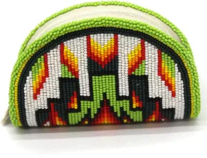 Handmade Beaded Coin Purse for Women, Seed Beads Coin Purse/Pouch, Native American Style Beaded Wallet, Suitable gift for her. (Green)