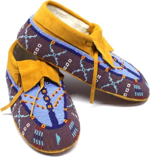 Handmade Beaded Moccasin, Inspired by Native American Style Handicraft Beaded Women Leather Moccasin, Driving Mocs - Comfortable and Stylish Shoes.