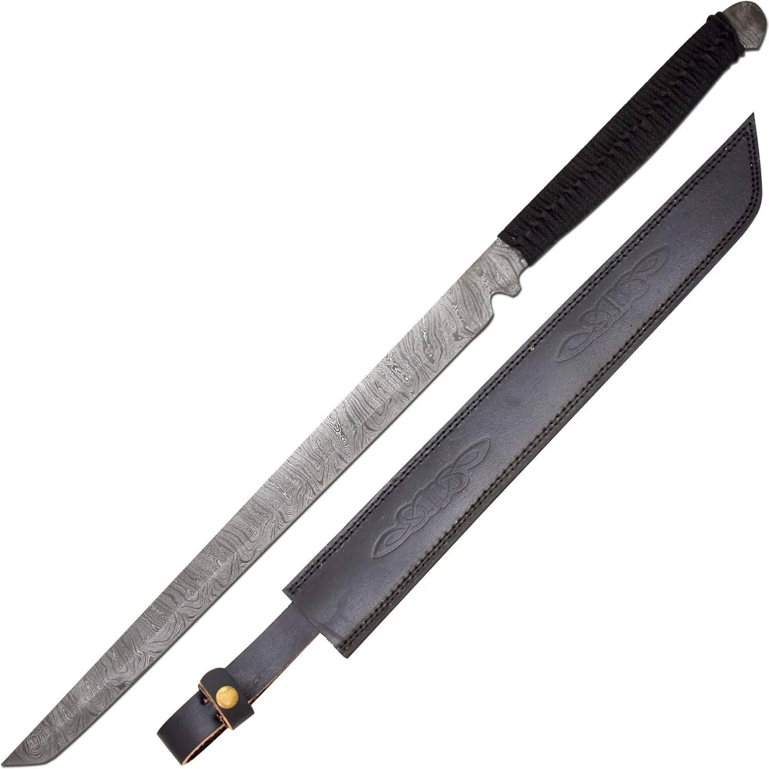 Handmade Forged Real Damascus Steel - Fixed Blade Tempered Viking Sword - Gladius Full Tang Swords