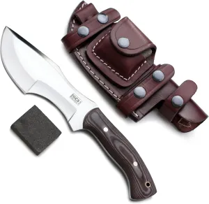 Handmade GCS D2 Steel, G10 Handle, Fixed Blade, Right-Hand Scout Carry - Buffalo Leather Sheath & Sharpening Stone - Ideal for Hunting, Camping, Survival, and EDC - GCS 110