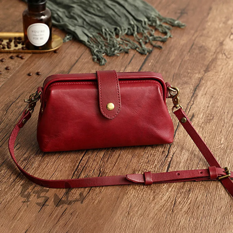 Handmade Summer Vegetable Tanning Leather Frame Crossbody Bags