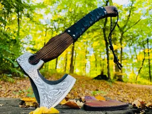 Handmade Viking Axe Hunting Outdoor Camping Survival Hatchet Norse Axe 1095 Carbon Steel Rosewood Handle Anniversary Birthday Christmas Gift Idea