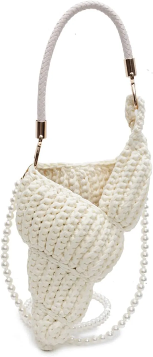 Handwoven Fashion Conch Bag for Women, Travel Necessary Shoulder Hand Bag, Lightweight Portable Crossbody Bag with Strap