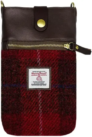 Harris Tweed Small Crossbody Bags for Women Designer Cell Phone Bag Wallet Purses Adjustable Strap With Zipper