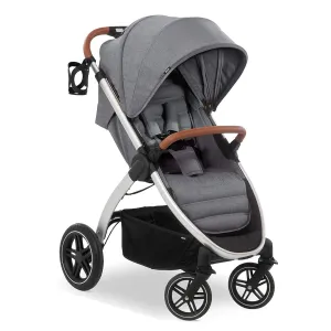 Hauck Uptown Deluxe Stroller - One-Handed Compact Folding, Fully Reclining, Adjustable Height, Cup Holder, Up to 55 lbs. Max Weight - Melange Grey