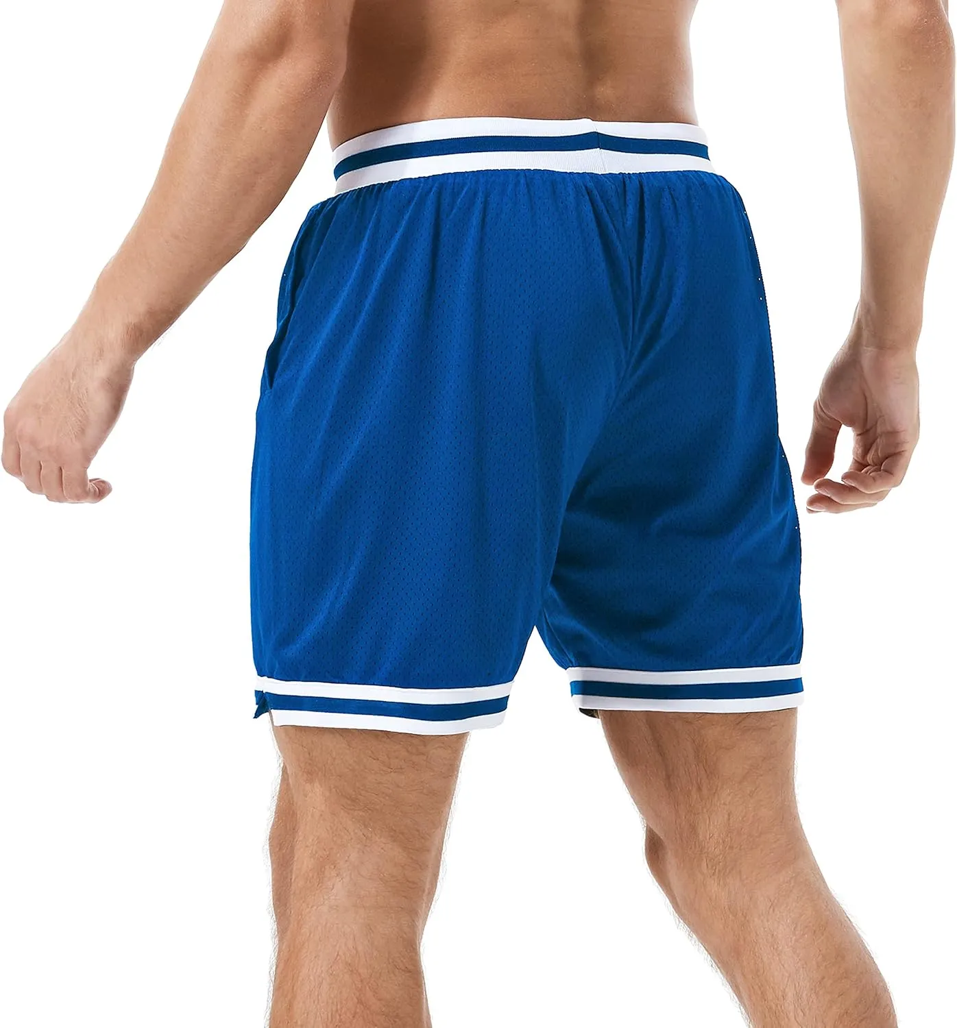 HEALONG Basketball Athletic Shorts Men - Mesh Gym Sports Workout Training Drawstring Retro Casual Fashion Short with Pockets