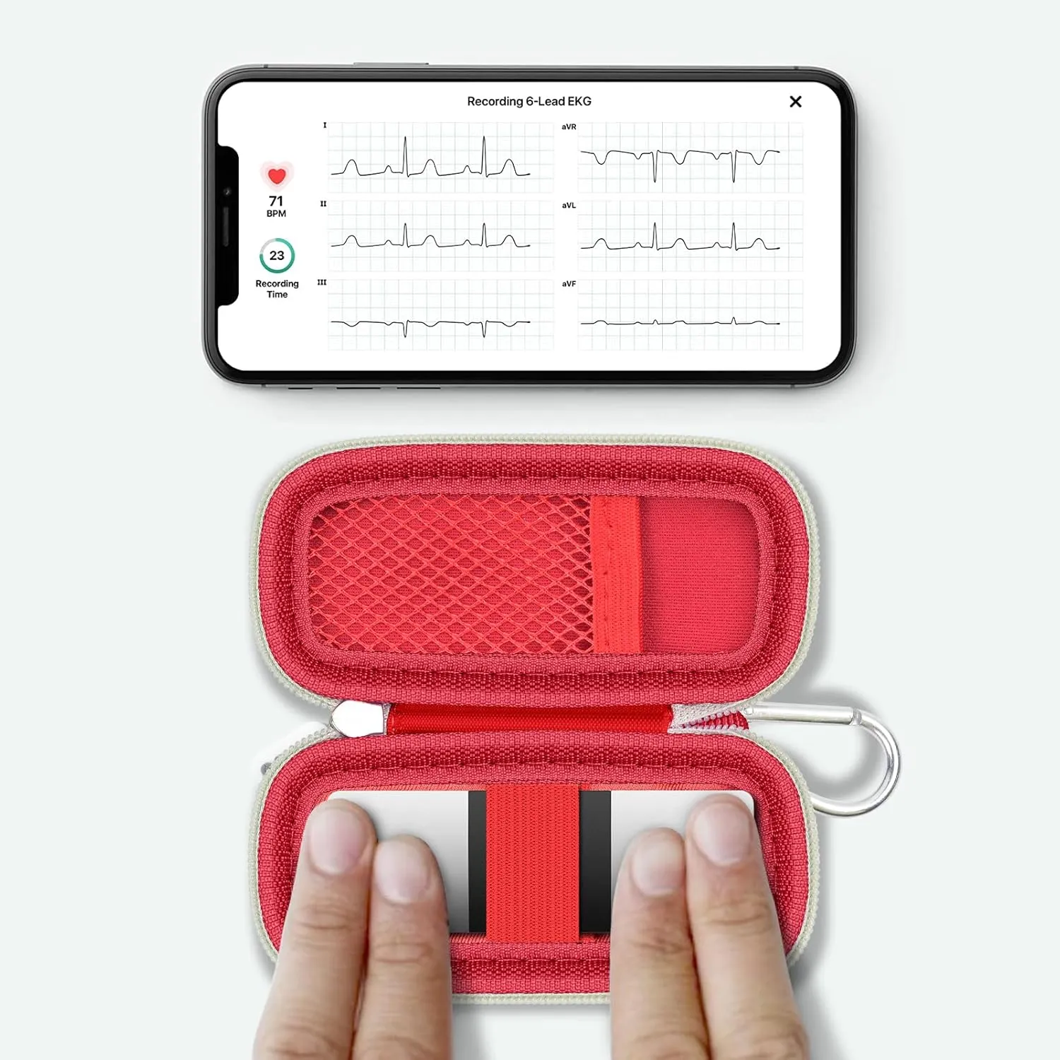Heart Monitor Case Compatible with AliveCor Kardia Mobile ECG/for KardiaMobile 6L for Apple and Android Device - CASE ONLY (Red)