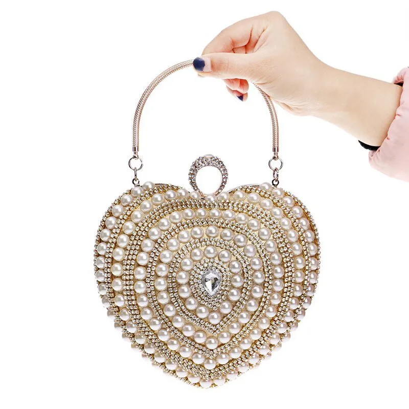 Heart Shape Evening Clutch Bags Beaded