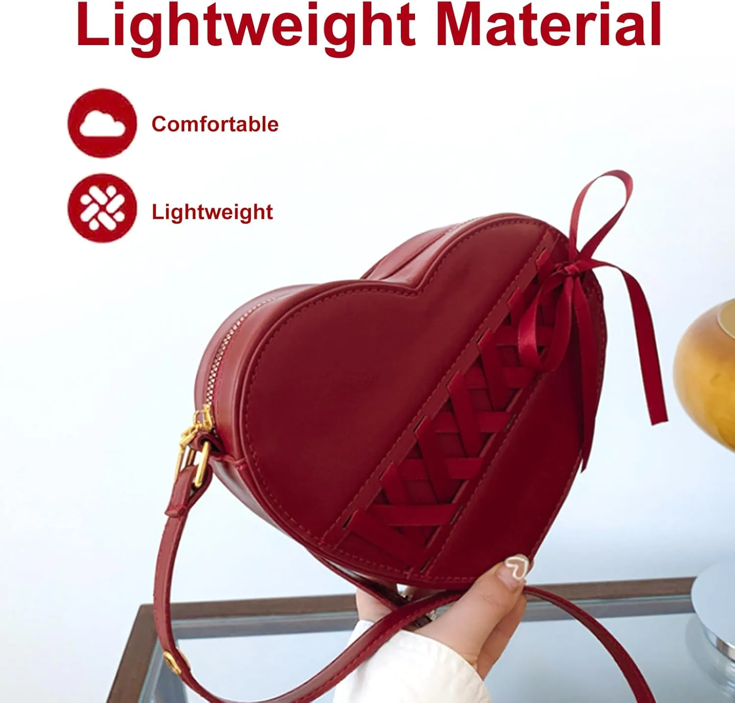 Heart Shape Satchel Crossbody Purse for women Zip Around Shoulder Bag Trendy Tote Shoulder Bag with Adjustable Strap