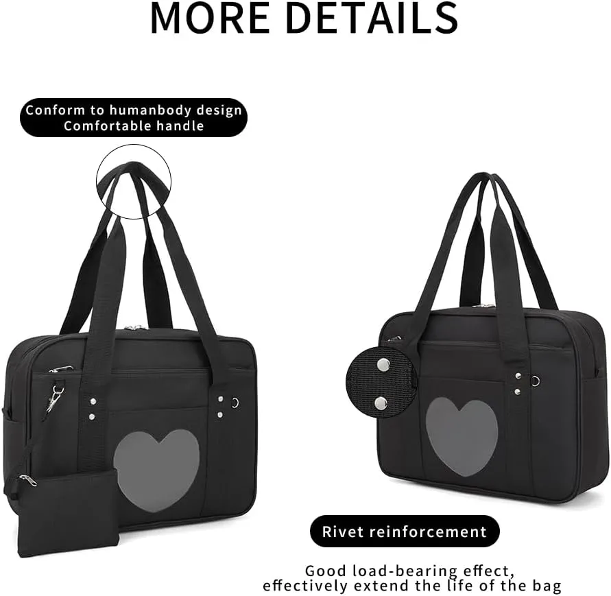 Heart Shape Window Japanese Handbag Versatile as a Laptop Bag Shoulder Bag