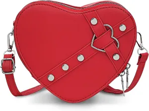 Heart Shaped Bag, PU Leather Small Crossbody Bags Heart Shaped Crossbody Purse, Heart Purse Mini Crossbody Bag