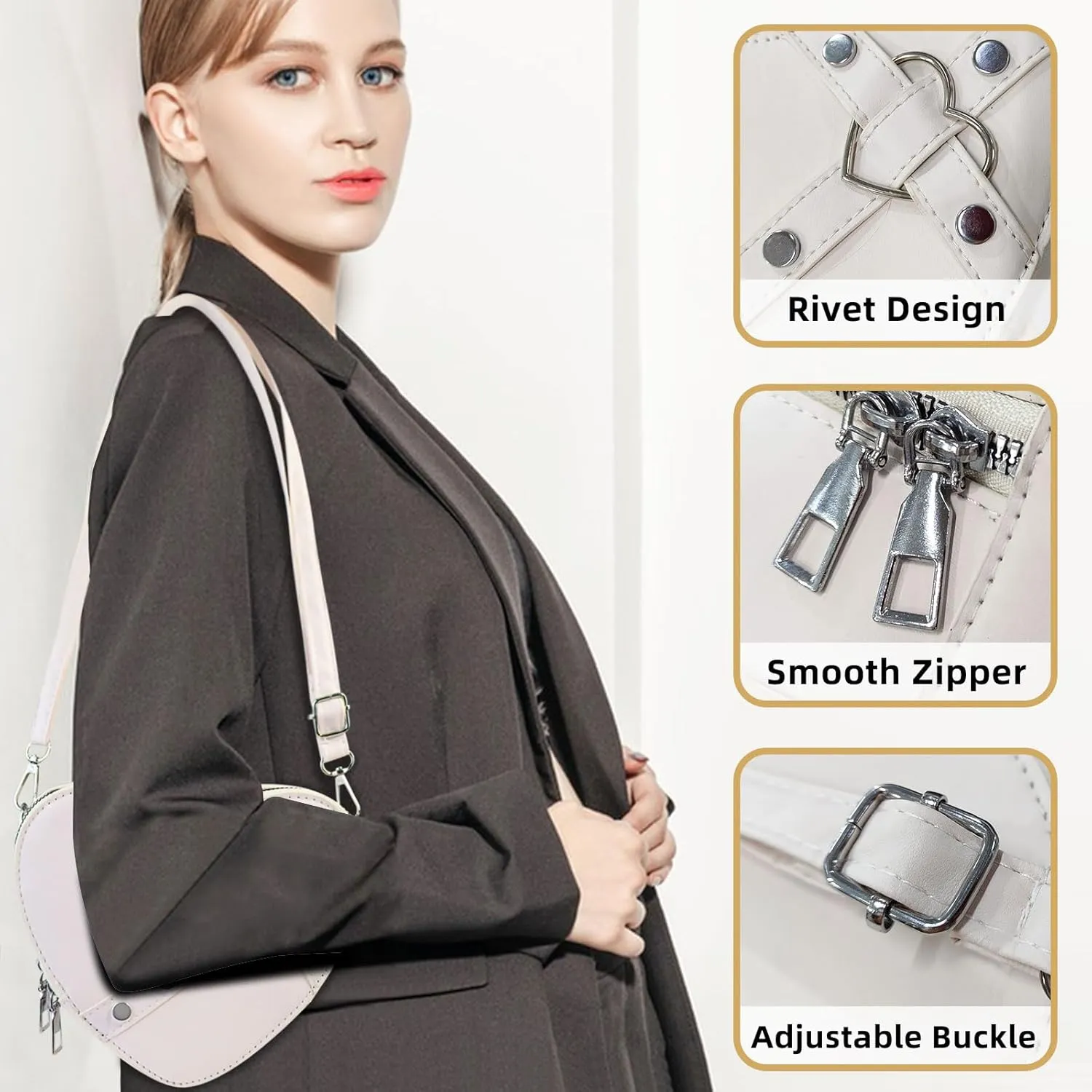 Heart Shaped Bag, PU Leather Small Crossbody Bags Heart Shaped Crossbody Purse, Heart Purse Mini Crossbody Bag