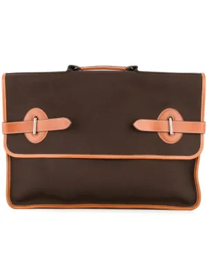 Hermès - Buenaventura briefcase hand bag - unisex - Leather/Canvas - One Size - Brown
