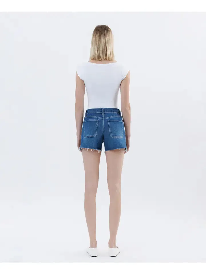 High Rise Drawstring Denim Shorts