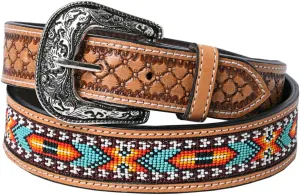 HILASON Western Genuine Leather Belt for Men Women Cowboy Cowgirl Handmade Unisex Full Grain Heavy Duty Tooled Beaded Belt