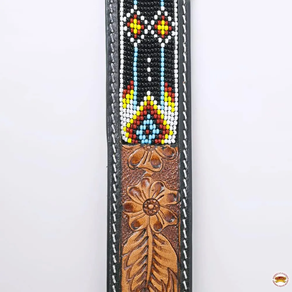 HILASON Western Genuine Leather Belt for Men Women Cowboy Cowgirl Handmade Unisex Full Grain Heavy Duty Tooled Beaded Belt