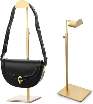 Hipiwe Metal Handbag Rack - 2 Pack Gold Purse Display Stand with Adjustable Height, Stand Holder Tabletop Single Hanging Hook for Boutique Store Display Purse Jewelry