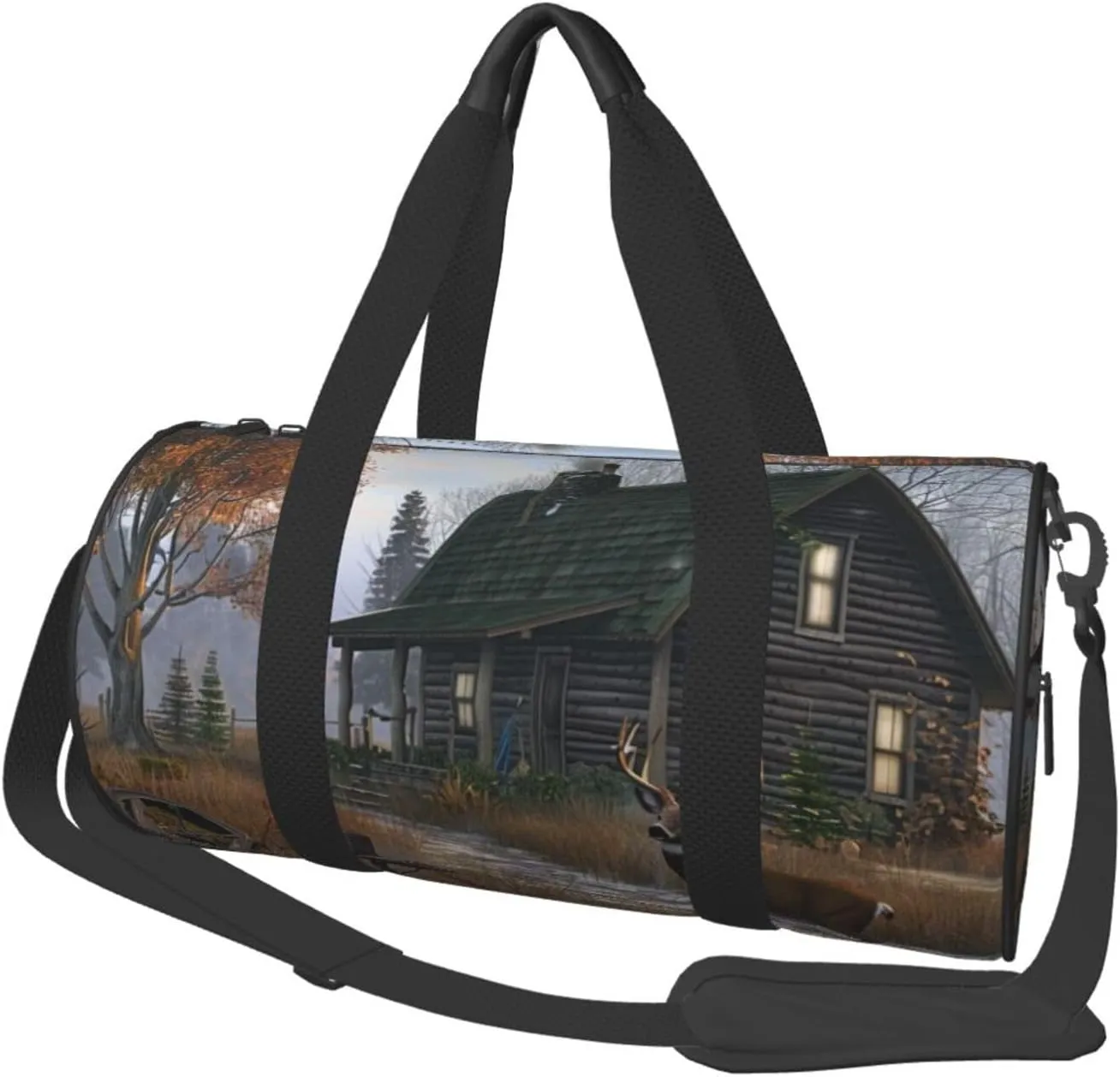 Holiday home deer hunting Printed Sports Gym Bag for Men Women Foldable Duffel Bag Carry On Weekender Bag for Travel Sports